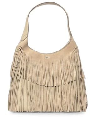 BOSS Lenah Fringe-Detail Shoulder Bag - Natural