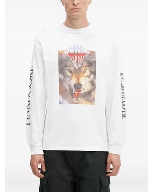 Aries T-Shirt Imprimé À Imprimé Loup - Blanc