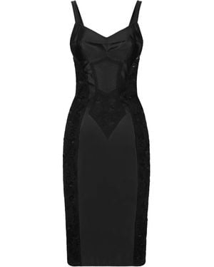 Dolce & Gabbana Sleeveless Milano Rib Midi Dress - Black