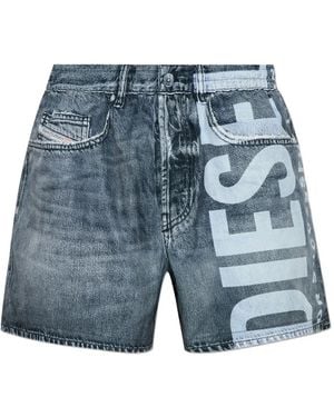 DIESEL Logo-Print Denim Shorts - Blue