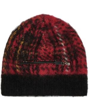 Y's Yohji Yamamoto Bonnet Zippé À Carreaux - Red