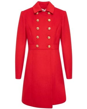 Fracomina Double-Breasted Coat - Red