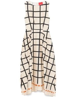 Co.Go Geometric-Print Midi Dress - White