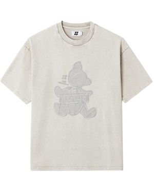 Izzue Embossed-Graphic T-Shirt - Grey