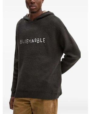Bluemarble Embellish-Logo Hooded Sweatshirt - Black