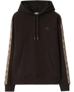 Burberry Check-trimmed cotton hoodie - Negro
