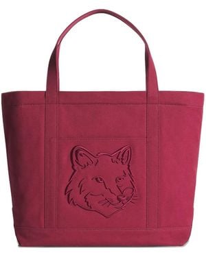 Maison Kitsuné Large Fox Head Tote Bag - Red