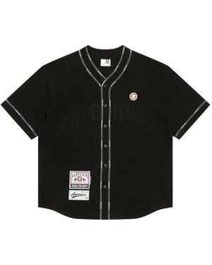 Aape By A Bathing Ape Moonface Patch Baseball Shirt - Black