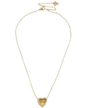 Guess Mon Amour Crystal-Embellished Heart Necklace - White