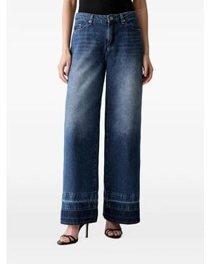 KARL LAGERFELD Faded Wide-Leg Jeans - Blue