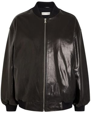 Nour Hammour Marley Leather Bomber Jacket - Black