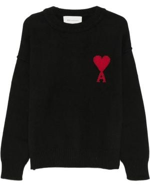 Ami Paris Ami De Coeur Pullover Mit Intarsien-Muster - Schwarz