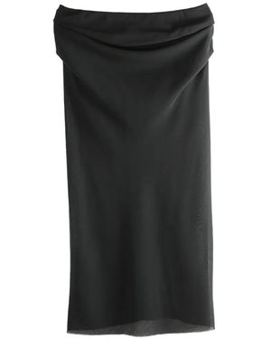 Rier Falda Midi Drapeada - Negro