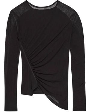 Helmut Lang Ruched Asymmetric Top - Black