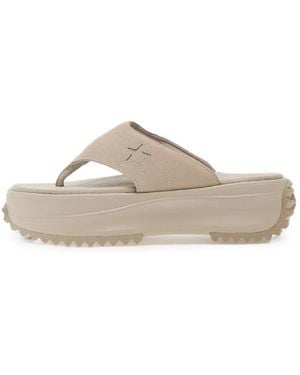 Converse Run Star Suede Platform Sandals - White