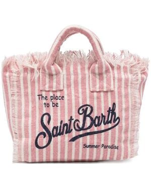 MC2 Saint Barth Mini Vanity Striped Fringed Tote Bag - Pink