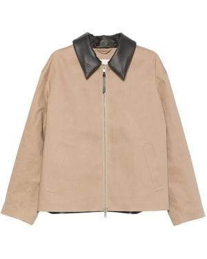 Mackintosh Birgham Leather-Collar Zip-Up Jacket - Natural