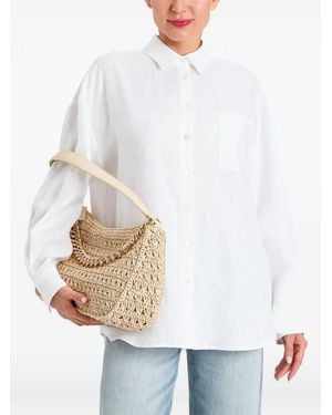 Twinset Linen Shirt With Embroidered Logo - White