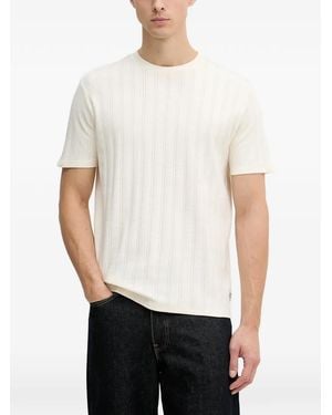Guess Ribbed-Knit T-Shirt - White