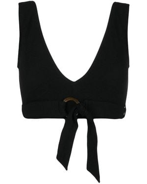 Duskii Ribbed V-Neck Bikini Top - Black