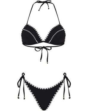 Amir Slama Trim Tie Beachwear - White