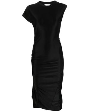 Rabanne Asymmetric Draped Midi Dress - Black