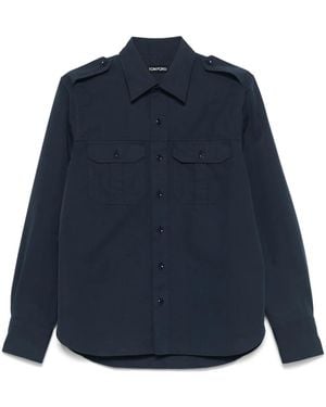 Tom Ford ポプリン シャツ - ブルー