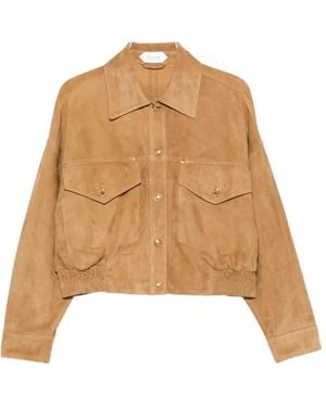 Versace Suede-Effect Leather Jacket - Natural