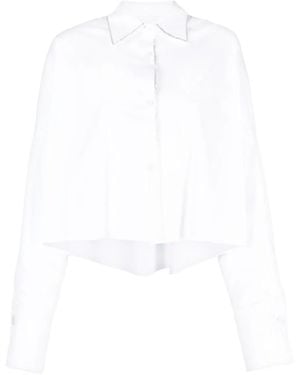 Genny Embellished-Trim Cropped Shirt - White