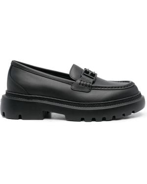 Bally Matte Logo-Plaque Detail Loafers - Black
