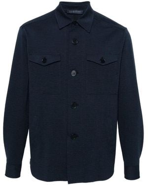 Harris Wharf London Buttoned Shirt Jacket - Blue