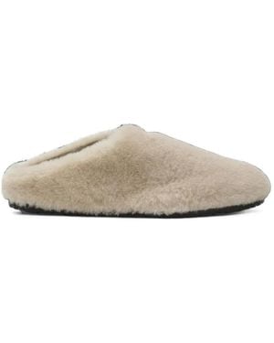 Prada Shearling Mules - Blanc