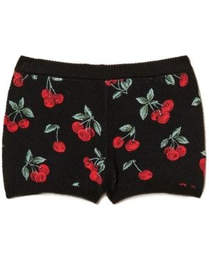 Twinset Cherry-Pattern Shorts - Black