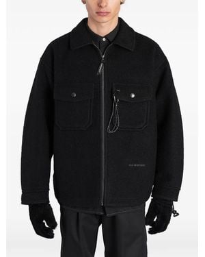 and wander Zip-Up Utility Bomber Jacket - Black