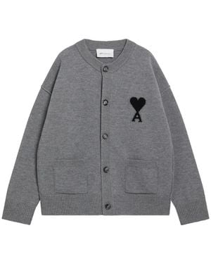 Ami Paris Ami De Coeur Cardigan - Gray