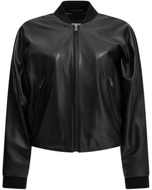Semler Leather Bomber Jacket - Black