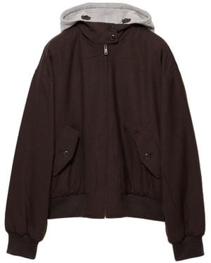Prada Hooded Rush-Stitch Jacket - Brown