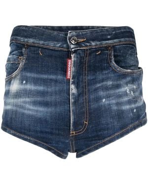 DSquared² Logo-Patch Denim Shorts - Blue