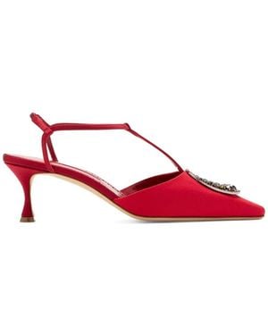 Manolo Blahnik Takal Crystal-Embellished Pointed-Toe Heeled Court Shoes - Red