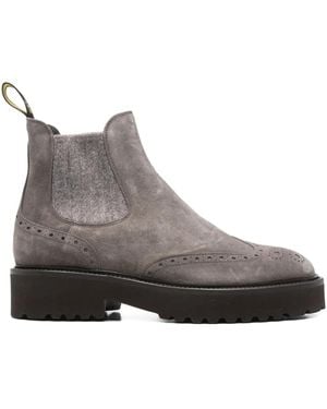 Doucal's Brogue-Detail Chelsea Boots - Brown