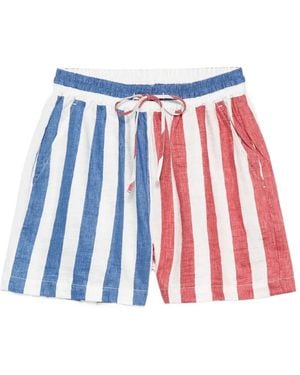 SUSANNA BLU Striped Drawstring Shorts - White