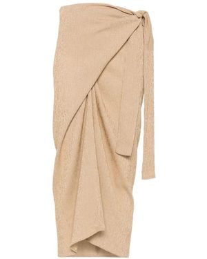 Tela Check-Pattern Wrap Skirt - Natural