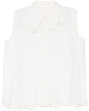 JNBY Embroidered Sleeveless Shirt - White