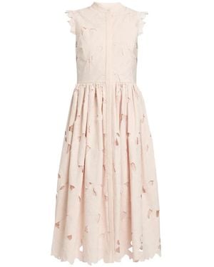 Erdem Floral-Cutwork Sleeveless Midi Dress - Pink