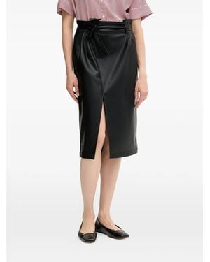 Ouí Tie-Waist Slit Midi Skirt - Black