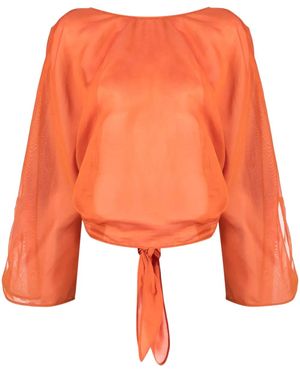Alberta Ferretti V-Back Long-Sleeve Blouse - Orange