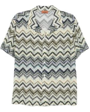 Missoni Zigzag-Print Short-Sleeve Shirt - Grey