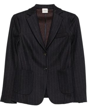 19.61 MILANO Pinstripe-Pattern Notched-Lapels Blazer - Black