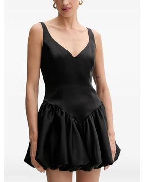Bardot V-Neck Mini Dress - Black