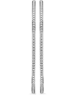 David Yurman Sterling Diamond Hoop Earrings - White